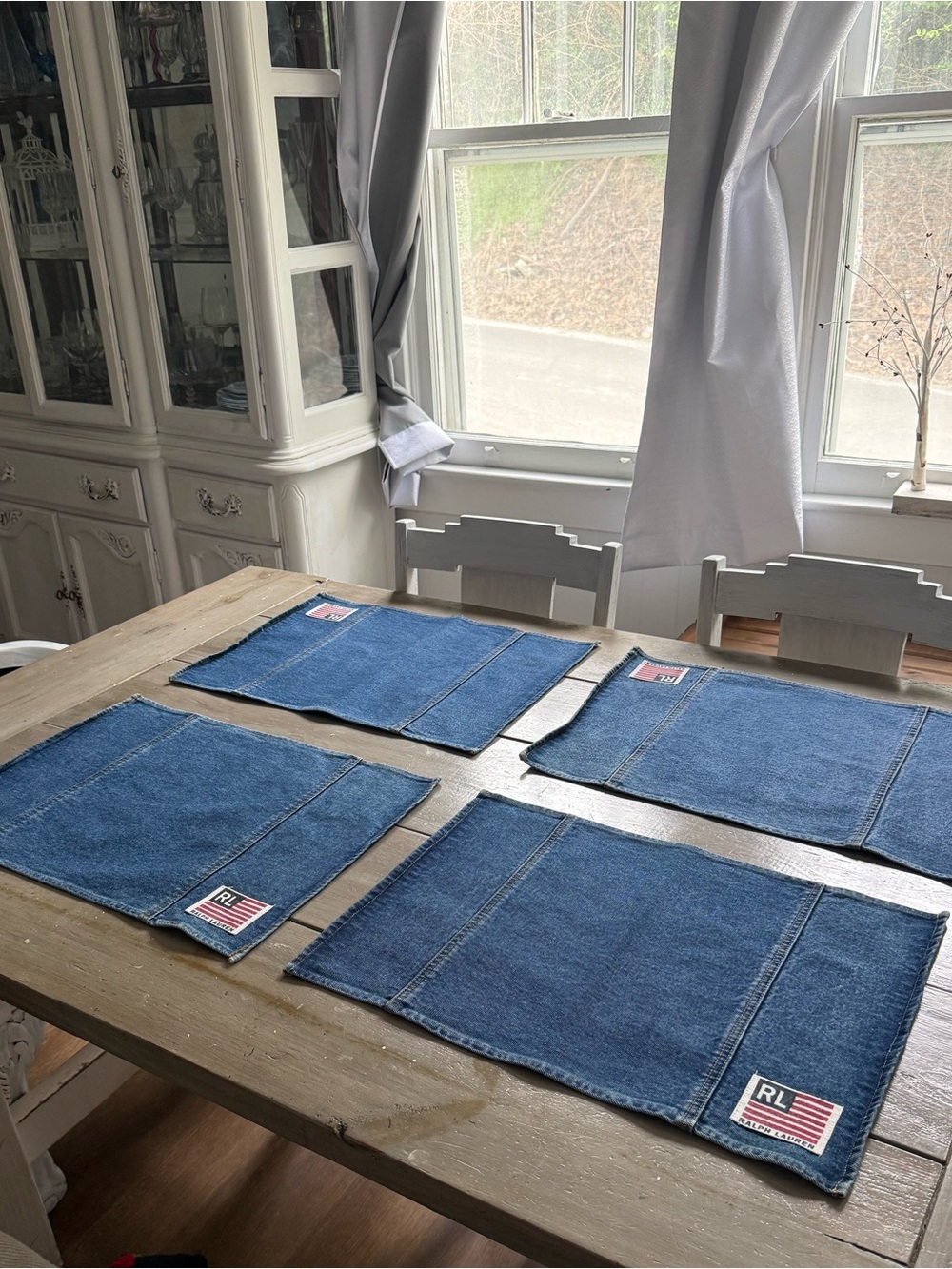 Vintage Ralph Lauren Blue Jean Denim Placemats/Towels Set of 4